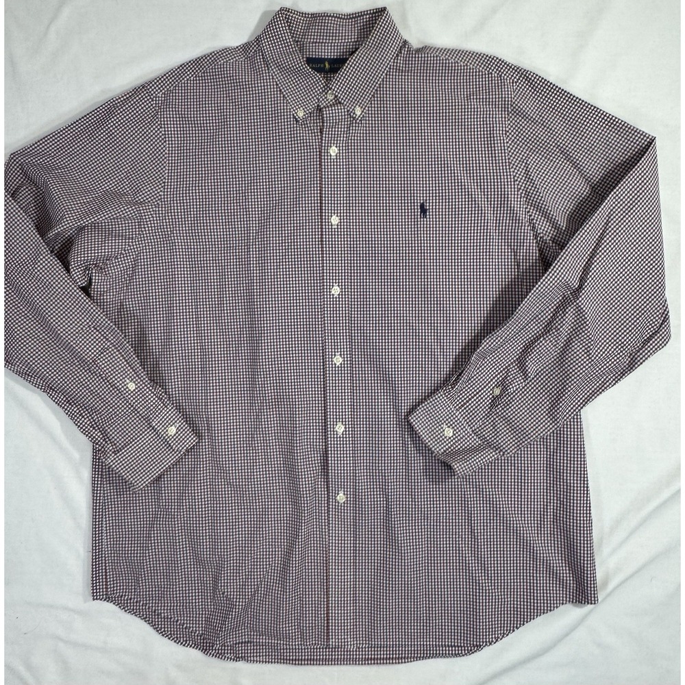Polo Ralph Lauren Shirt Mens 2XL Red Blue Pony Oxford Gingham Button Down - Picture 2 of 5